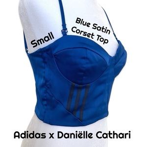 Adidas x Danielle Cathari Blue Satin Corset Top (size Small)